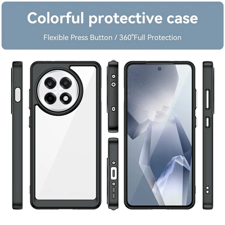 Capa para OnePlus 13R 5G / Ace 5 5G / Ace 5 Pro 5G em TPU + Acrílico, Capa Protetora Transparente para Celular - Preto