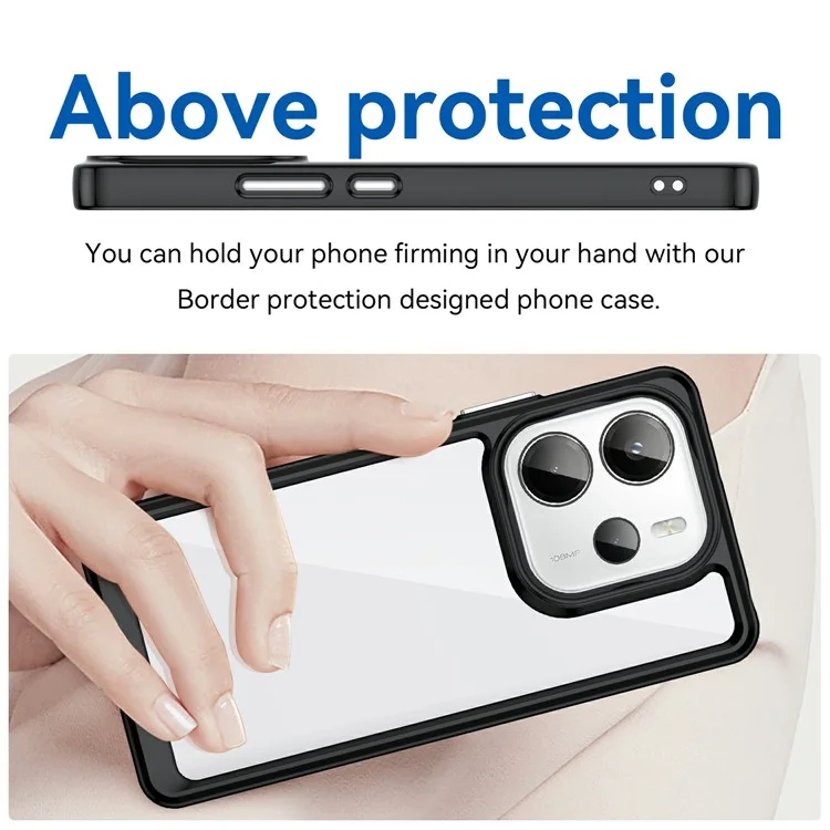 Cover Protettivo Trasparente per Xiaomi Redmi Note 14 4G - TPU+Acrilico - Nero