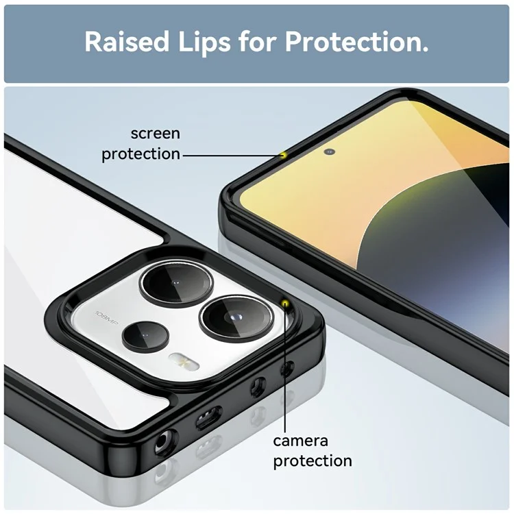 Cover Protettivo Trasparente per Xiaomi Redmi Note 14 4G - TPU+Acrilico - Nero