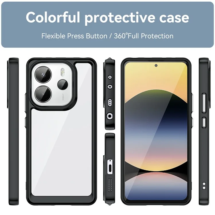 Cover Protettivo Trasparente per Xiaomi Redmi Note 14 4G - TPU+Acrilico - Nero