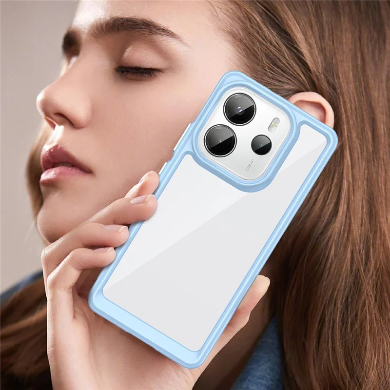 Чехол для Xiaomi Redmi Note 14 4G из ТПУ+акрила, прозрачный защитный чехол для телефона - Синий
