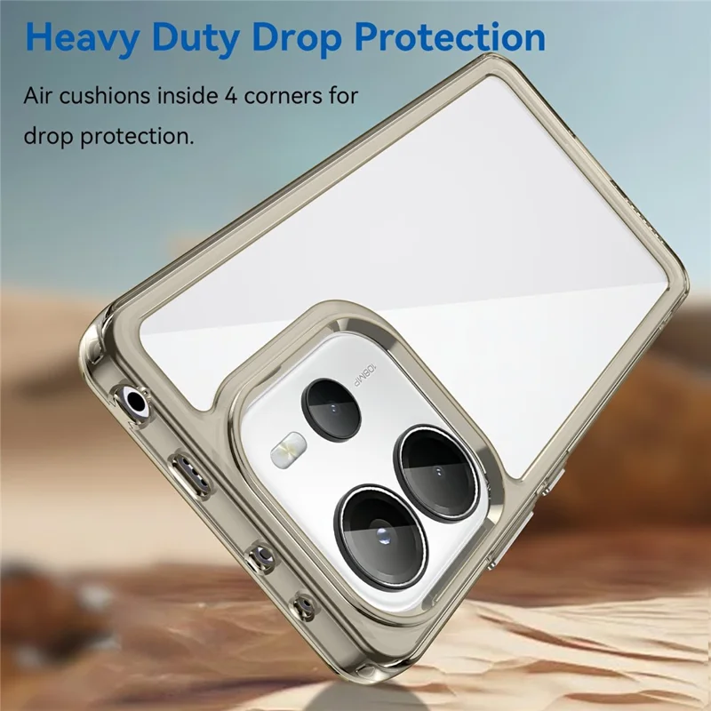 For Xiaomi Redmi Note 14 4G (163.25mm) Case TPU+Acrylic Protective Clear Phone Cover - Transparent Grey