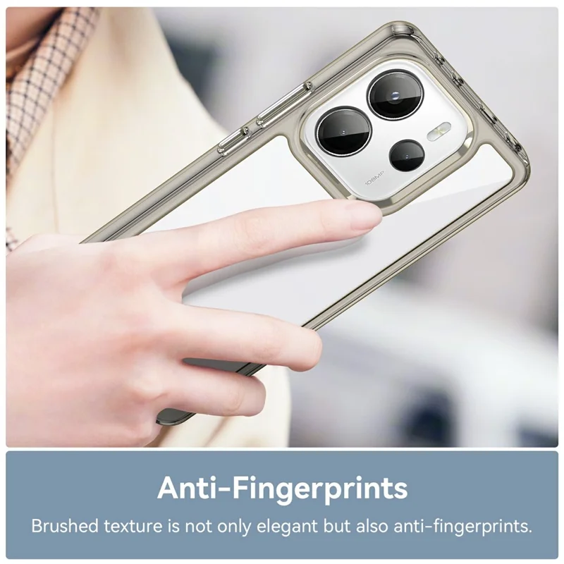 For Xiaomi Redmi Note 14 4G (163.25mm) Case TPU+Acrylic Protective Clear Phone Cover - Transparent Grey