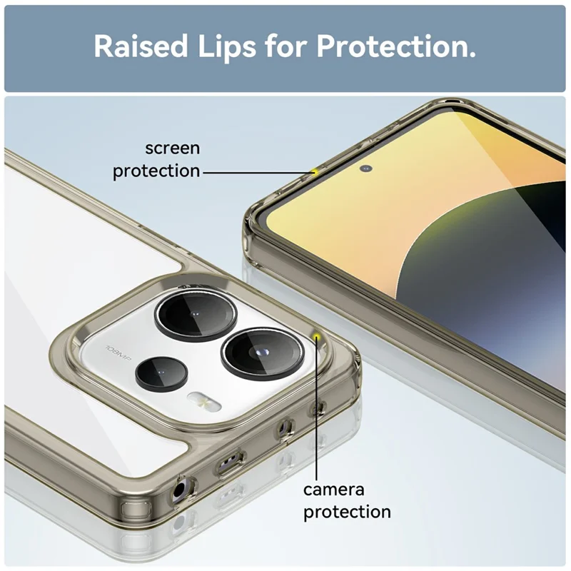 For Xiaomi Redmi Note 14 4G (163.25mm) Case TPU+Acrylic Protective Clear Phone Cover - Transparent Grey