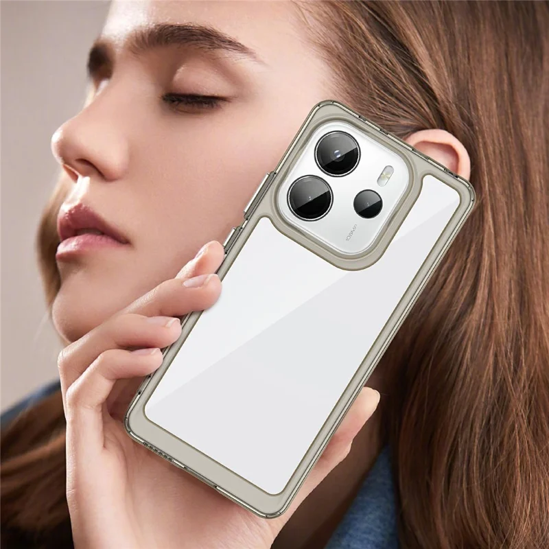 For Xiaomi Redmi Note 14 4G (163.25mm) Case TPU+Acrylic Protective Clear Phone Cover - Transparent Grey