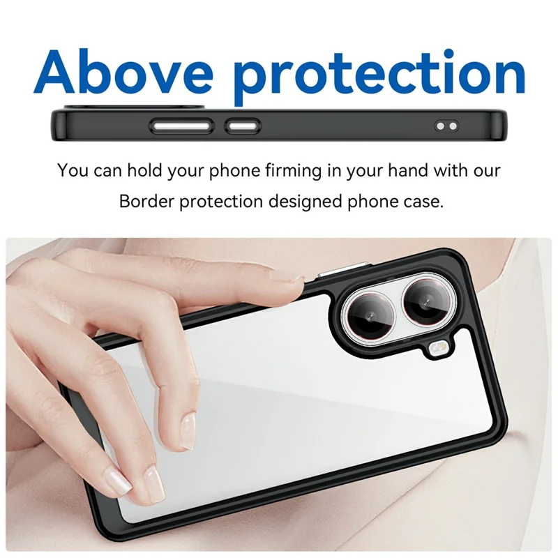 Cover Trasparente per Xiaomi Redmi Turbo 4 5G / Poco X7 Pro 5G TPU+Acrilico Custodia Protettiva per Telefono - Nero