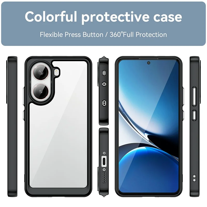 Cover Trasparente per Xiaomi Redmi Turbo 4 5G / Poco X7 Pro 5G TPU+Acrilico Custodia Protettiva per Telefono - Nero