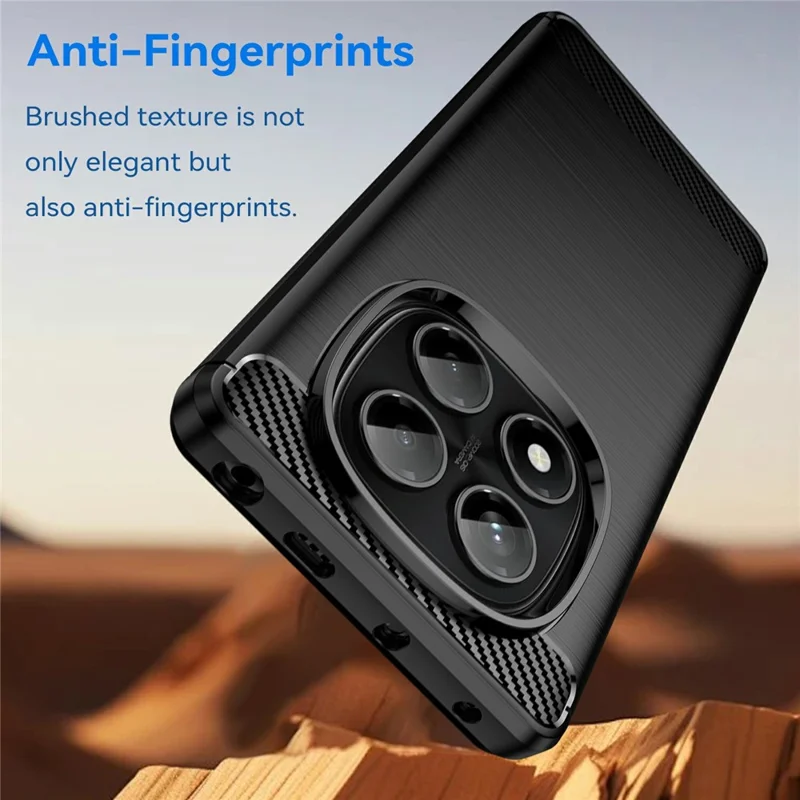 For Xiaomi Redmi Note 14 Pro 4G Case Protective Phone Cover Carbon Fiber Texture Brushed - Black