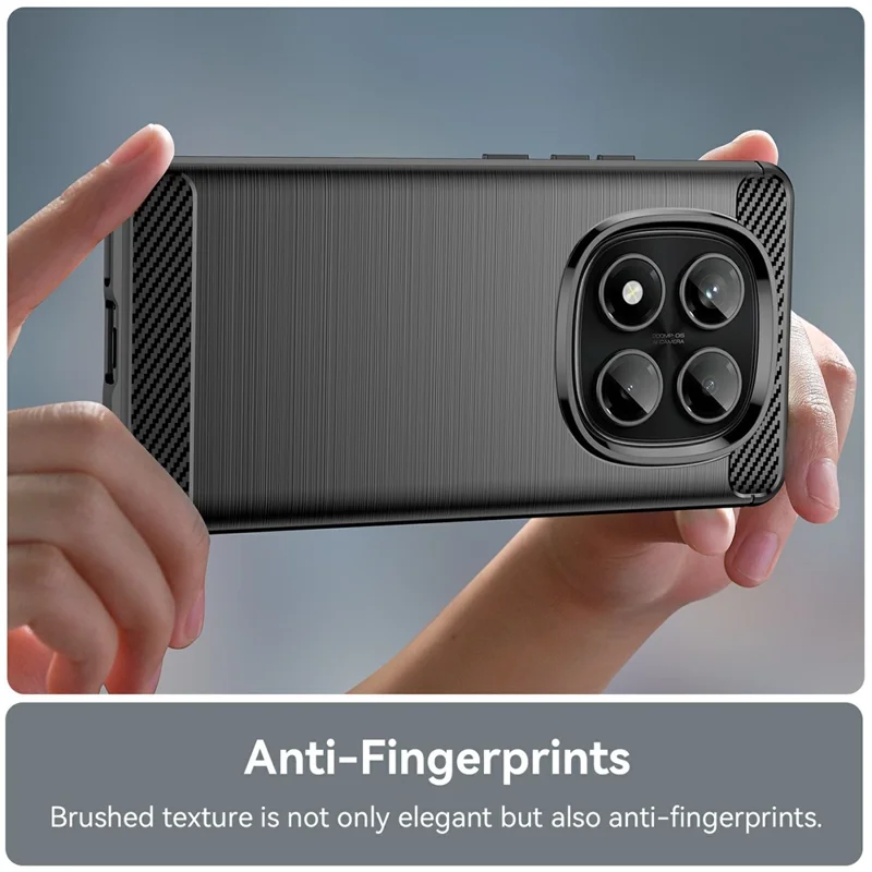 For Xiaomi Redmi Note 14 Pro 4G Case Protective Phone Cover Carbon Fiber Texture Brushed - Black