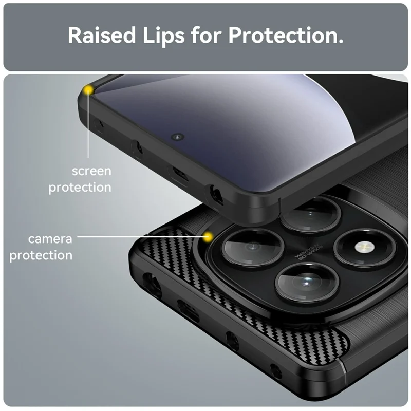For Xiaomi Redmi Note 14 Pro 4G Case Protective Phone Cover Carbon Fiber Texture Brushed - Black