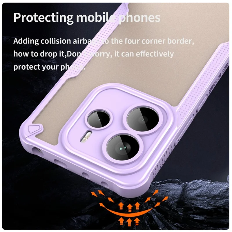 For Xiaomi Redmi Note 14 5G Case Hybrid Frosted Phone Back Cover - Purple