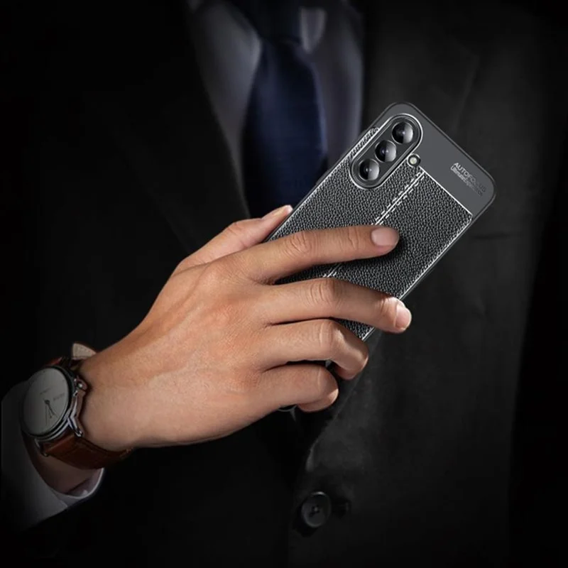 For Samsung Galaxy A26 5G Case Litchi Texture TPU Flexible Phone Cover, Black