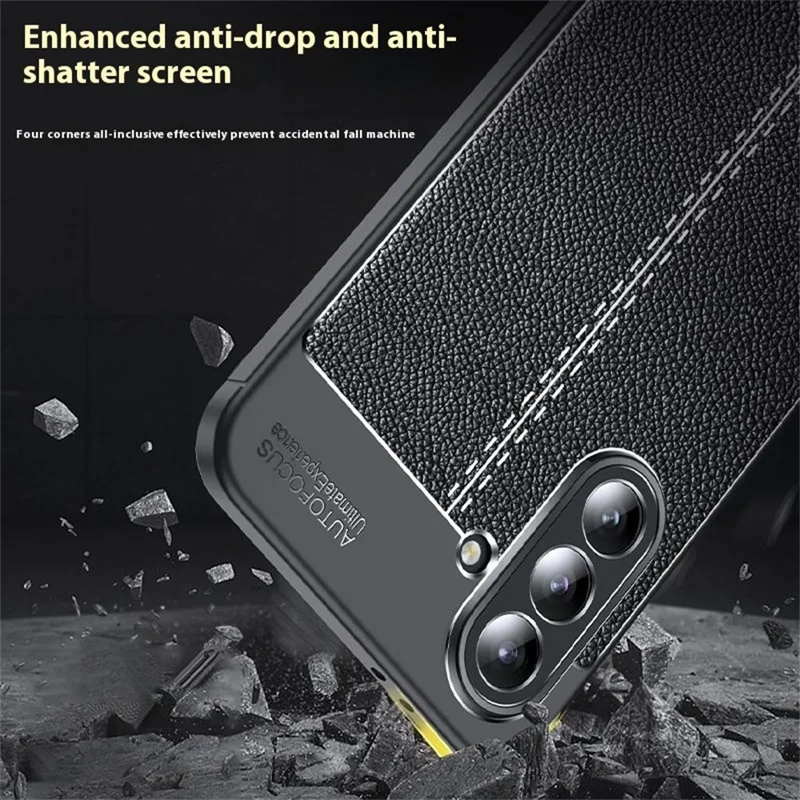 For Samsung Galaxy A26 5G Case Litchi Texture TPU Flexible Phone Cover, Black