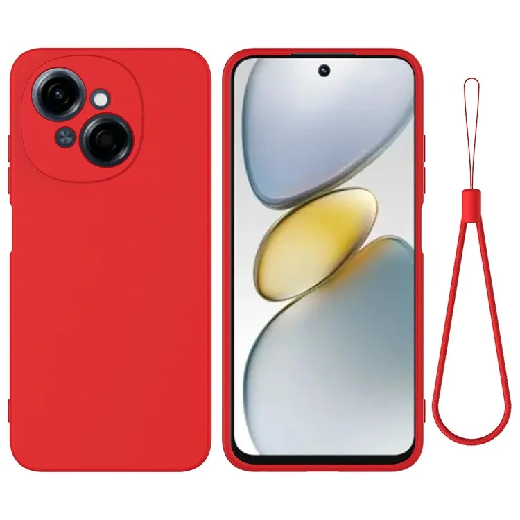Cover per TECNO Spark Go 2025 in Silicone Liquido con Cinturino da Polso - Rosso