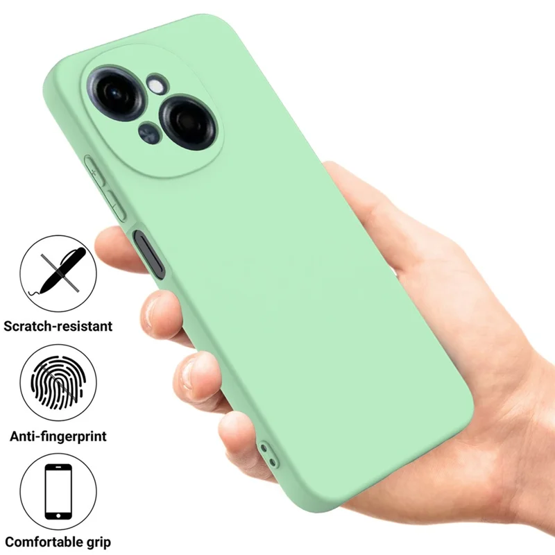 For TECNO Spark Go 2025 Case Liquid Silicone Phone Back Cover with Hand Strap - Green