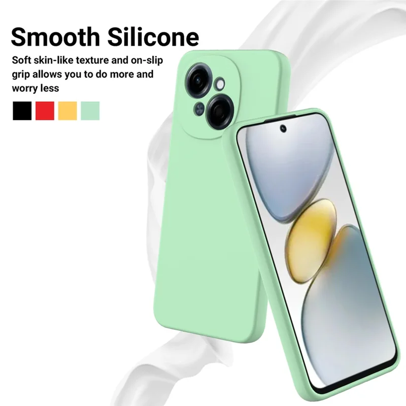 For TECNO Spark Go 2025 Case Liquid Silicone Phone Back Cover with Hand Strap - Green