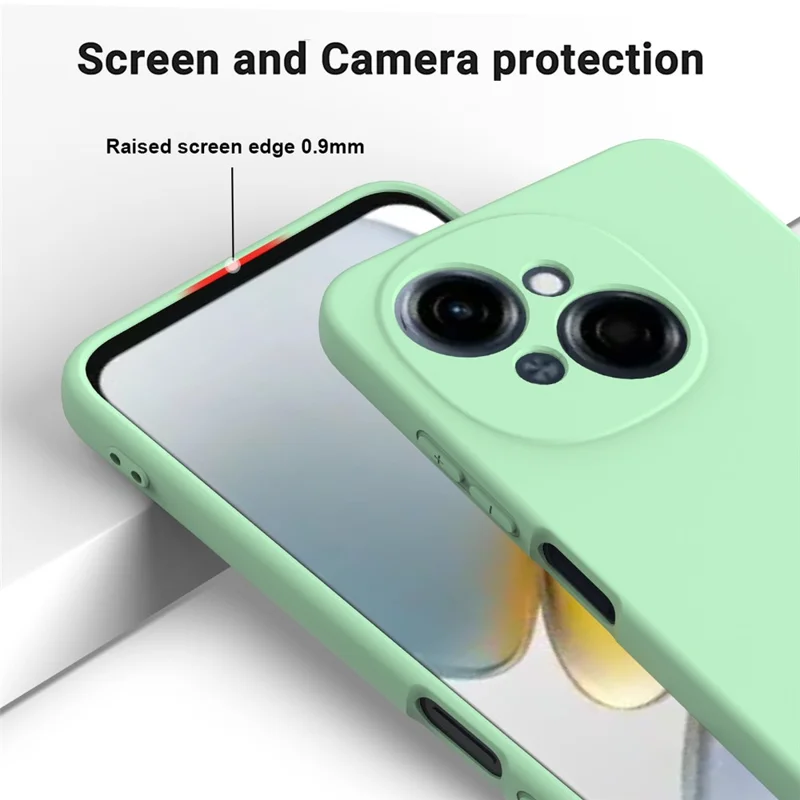 For TECNO Spark Go 2025 Case Liquid Silicone Phone Back Cover with Hand Strap - Green