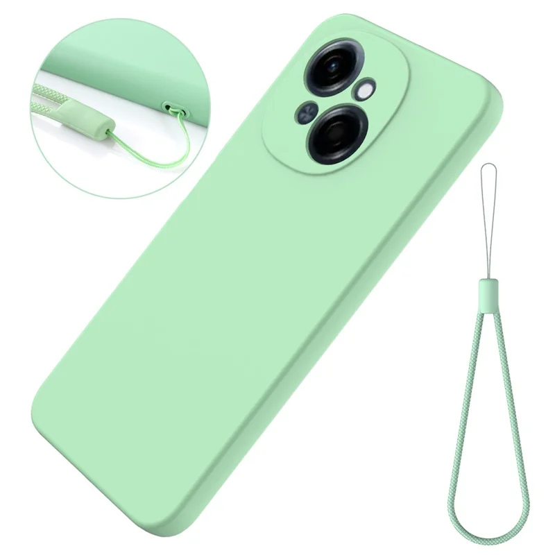 For TECNO Spark Go 2025 Case Liquid Silicone Phone Back Cover with Hand Strap - Green