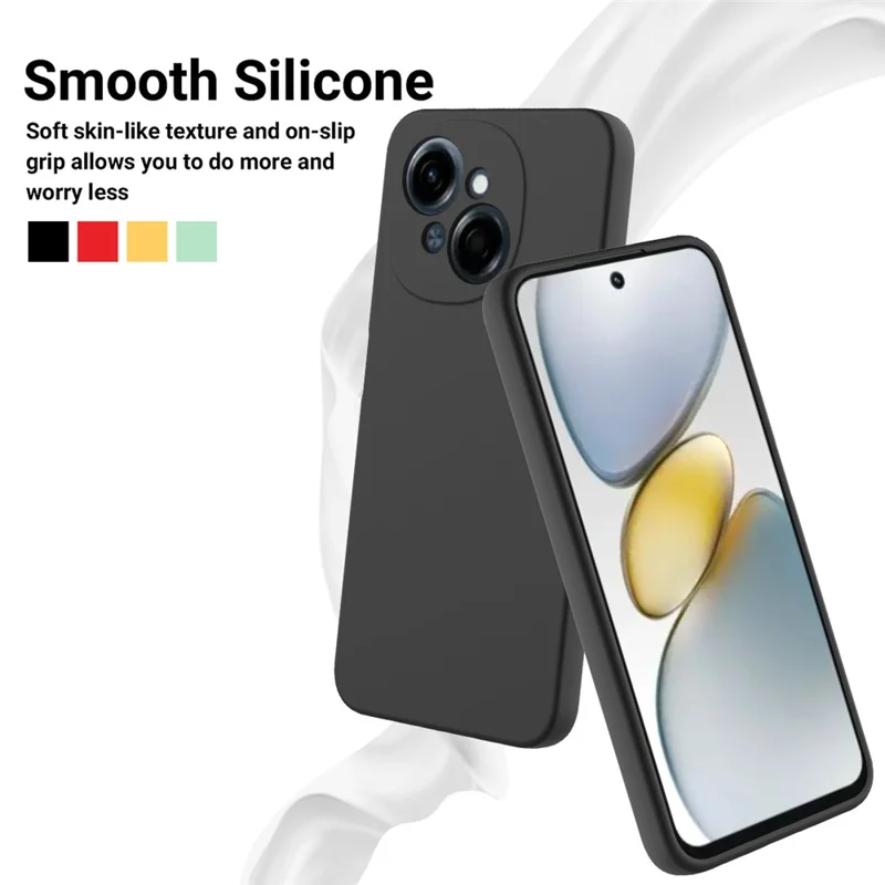 For TECNO Spark Go 2025 Case Liquid Silicone Phone Back Cover with Hand Strap - Black