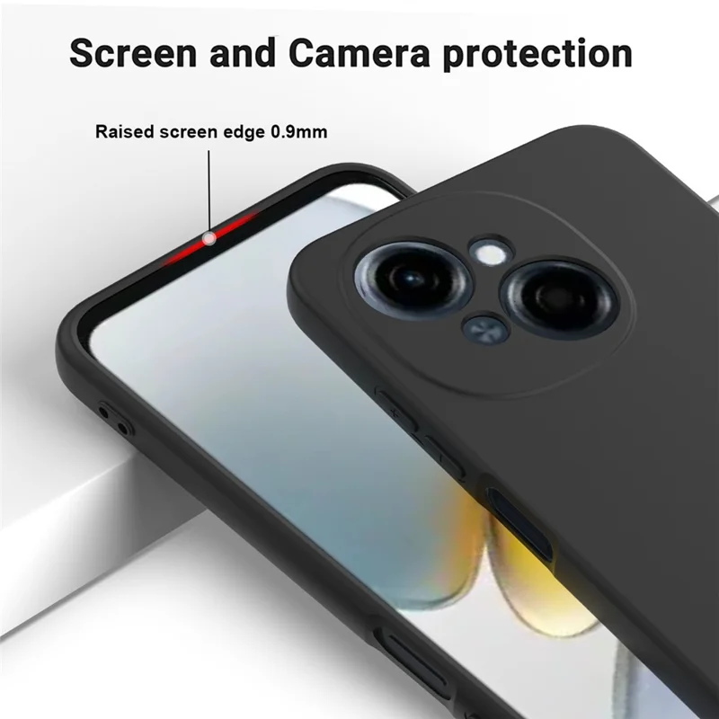 For TECNO Spark Go 2025 Case Liquid Silicone Phone Back Cover with Hand Strap - Black