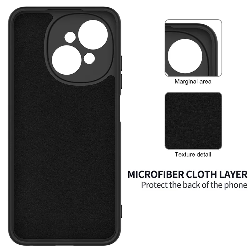 For TECNO Spark Go 2025 Case Liquid Silicone Phone Back Cover with Hand Strap - Black