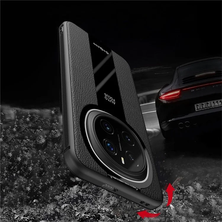 Q.COO Para Honor Magic7 Pro 5G Funda Antigolpes de Cuero PU + TPU + Acrílico Carcasa para Móvil - Negro