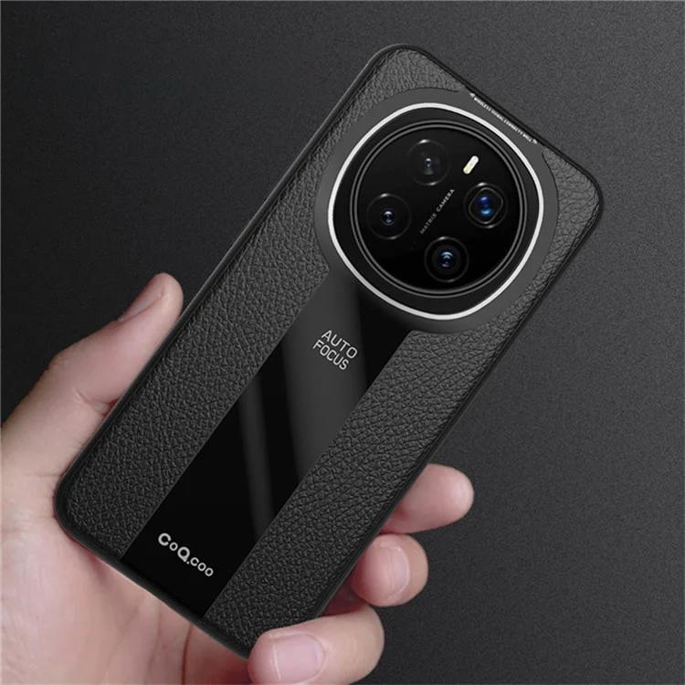 Q.COO Para Honor Magic7 Pro 5G Funda Antigolpes de Cuero PU + TPU + Acrílico Carcasa para Móvil - Negro