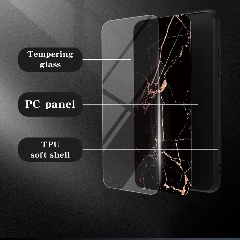 For Xiaomi Poco X7 Pro 5G / Redmi Turbo 4 5G Case Marble Pattern Tempered Glass + PC + TPU Protective Phone Cover - Blood Red Marble