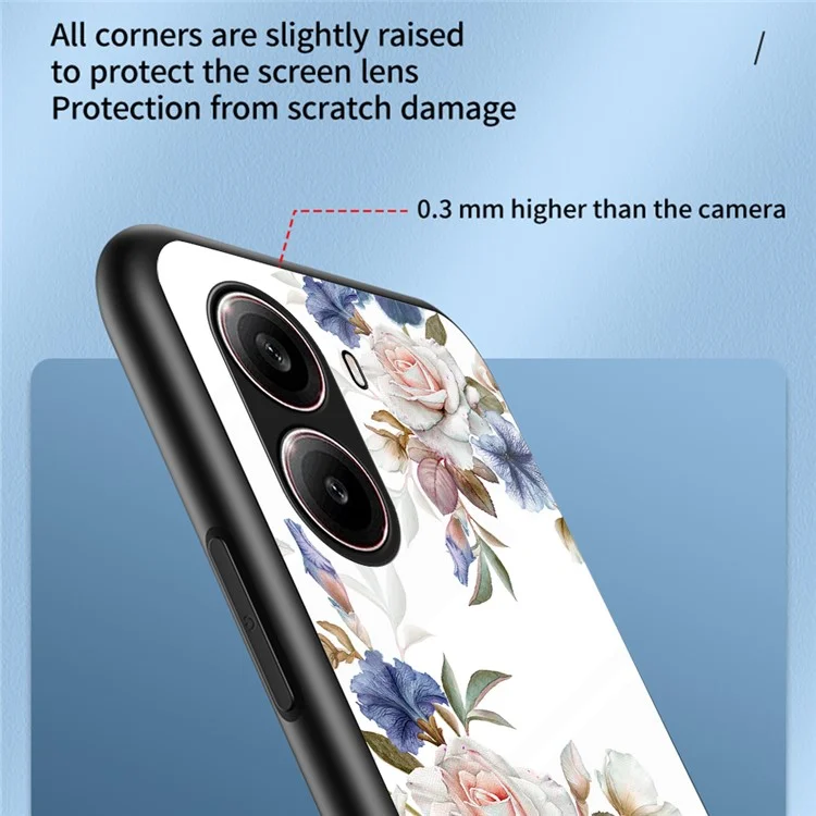 Чехол для Xiaomi Redmi Turbo 4 5G с цветочным узором из TPU и закаленного стекла - Роскошный Пион
