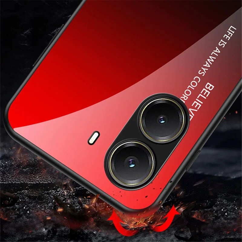 For Xiaomi Poco X7 Pro 5G / Redmi Turbo 4 5G Case Anti-Scratch Tempered Glass + PC+TPU Phone Cover - Gradient Black Grey