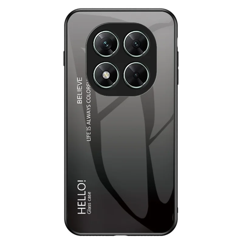 For Xiaomi Poco X7 5G Case Anti-Scratch Tempered Glass + PC+TPU Phone Cover - Gradient Black Grey