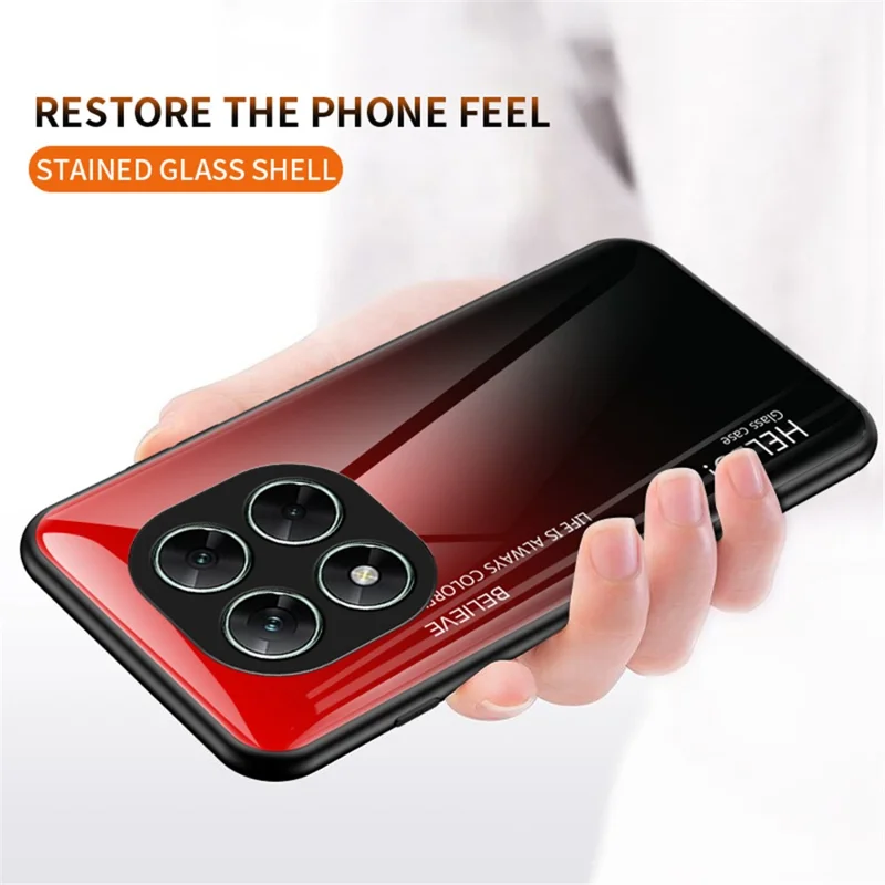 For Xiaomi Poco X7 5G Case Anti-Scratch Tempered Glass + PC+TPU Phone Cover - Gradient Black Grey