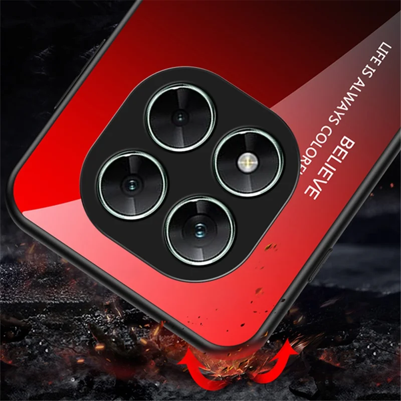 For Xiaomi Poco X7 5G Case Anti-Scratch Tempered Glass + PC+TPU Phone Cover - Gradient Black Grey