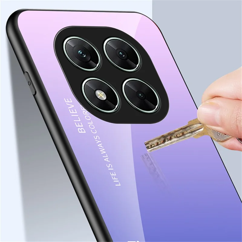 For Xiaomi Poco X7 5G Case Anti-Scratch Tempered Glass + PC+TPU Phone Cover - Gradient Black Grey