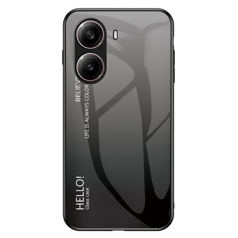 For Xiaomi Redmi Turbo 4 5G Case Anti-Scratch Tempered Glass + PC+TPU Phone Cover - Gradient Black Grey