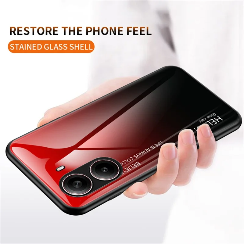 For Xiaomi Redmi Turbo 4 5G Case Anti-Scratch Tempered Glass + PC+TPU Phone Cover - Gradient Black Grey
