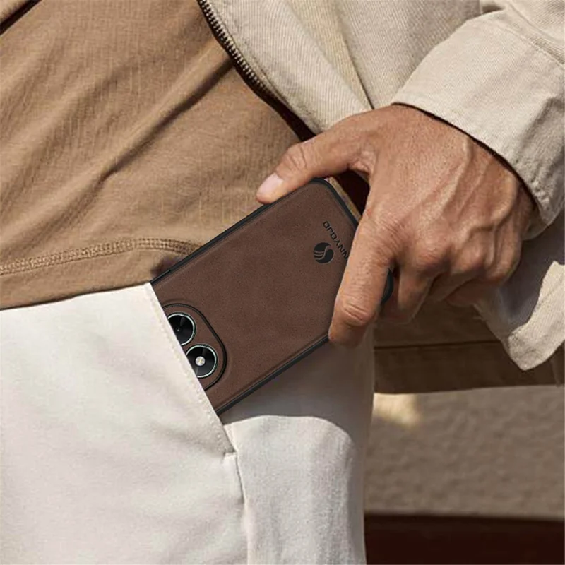 ANNYOJO Für Xiaomi Poco X7 5G Hülle PU-Leder + PC + TPU Stoßfeste Handyrückseite - Kaffeebraun