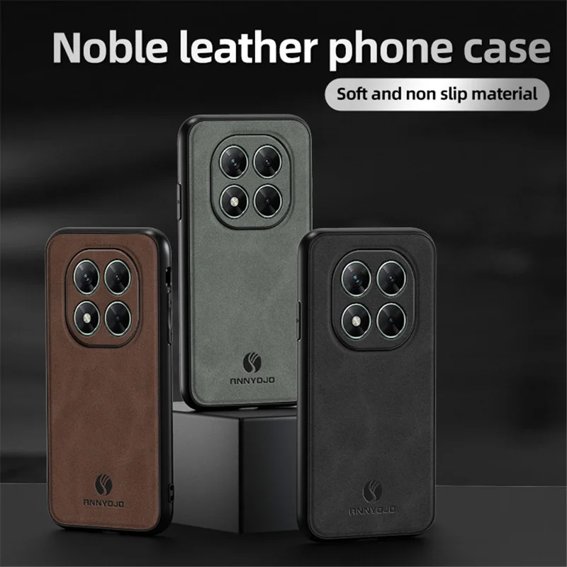 ANNYOJO Für Xiaomi Poco X7 5G Hülle PU-Leder + PC + TPU Stoßfeste Handyrückseite - Kaffeebraun