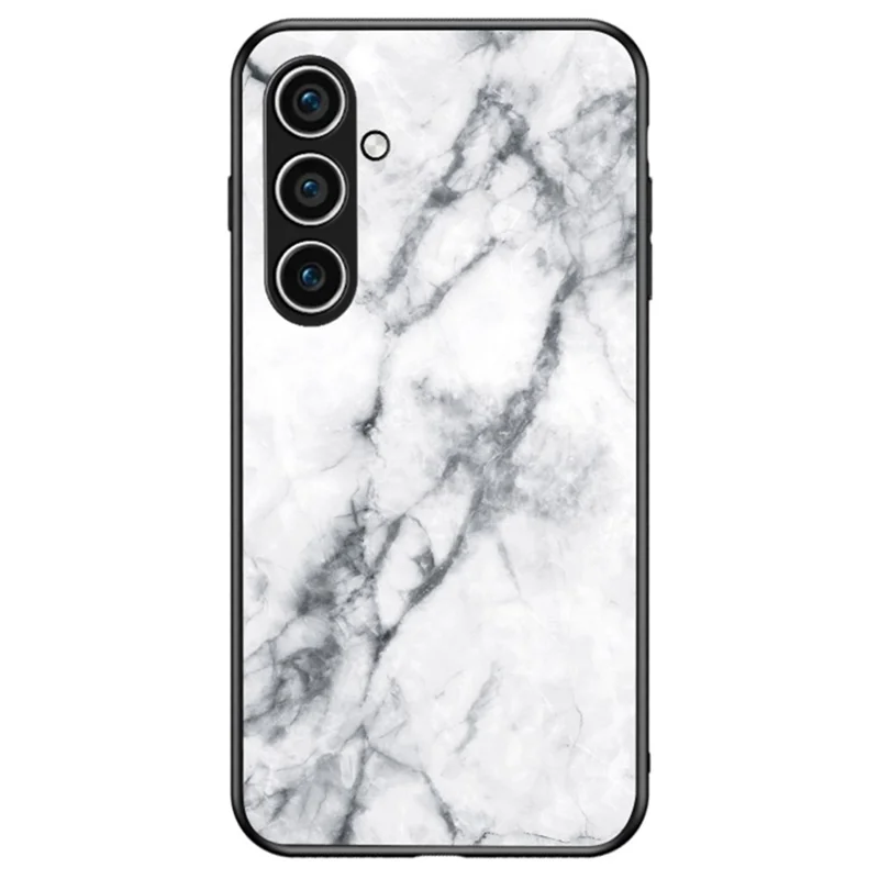 Capa para Samsung Galaxy A26 5G Padrão de Mármore Vidro Temperado + PC + TPU Capa Protetora de Telefone - Mármore Branco