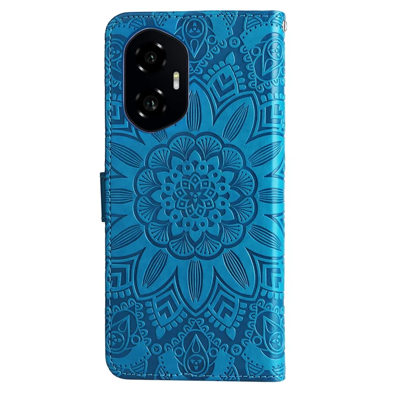 For Honor 300 Case Sunflower Imprint Leather Wallet Phone Cover - Blue