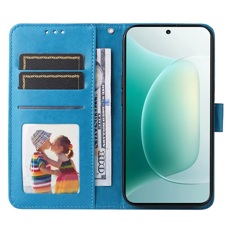 For Honor 300 Case Sunflower Imprint Leather Wallet Phone Cover - Blue