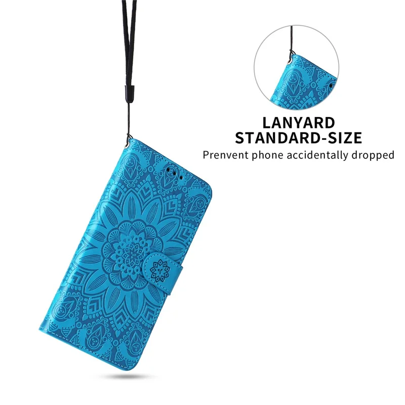 For Honor 300 Case Sunflower Imprint Leather Wallet Phone Cover - Blue