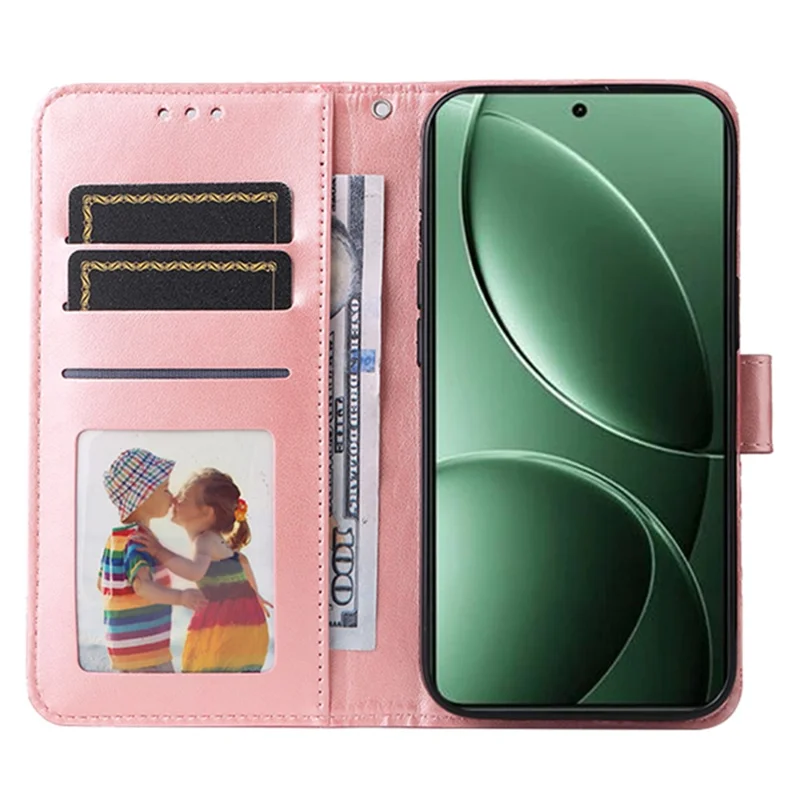 Til Xiaomi Poco F7 Pro 5G / Redmi K80 5G Taske med trykt solsikke i læderwallet - Pink