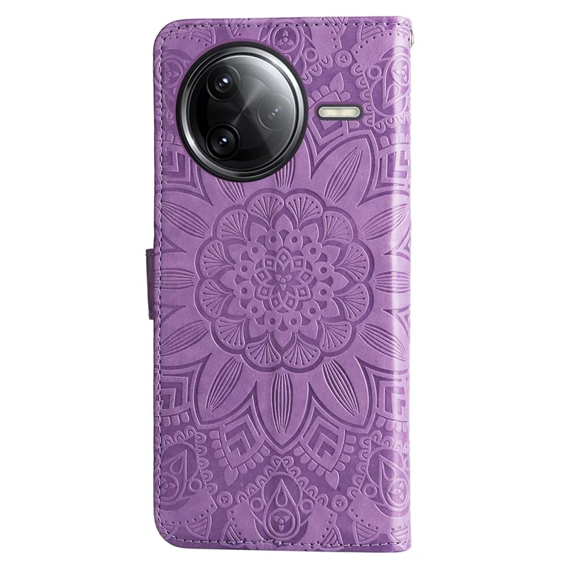 For Xiaomi Poco F7 Ultra 5G / Redmi K80 Pro 5G Case Sunflower Imprint Leather Wallet Phone Cover - Purple