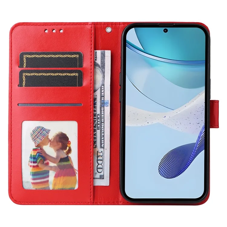Cover a portafoglio in pelle con stampa di girasole per Realme C75 / 14x 5G - Rosso