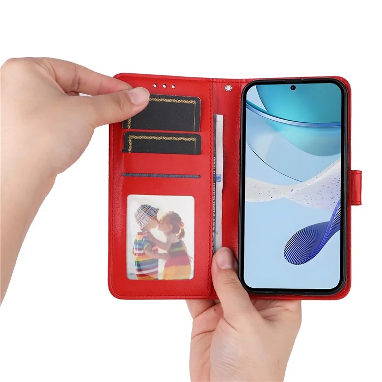 Cover a portafoglio in pelle con stampa di girasole per Realme C75 / 14x 5G - Rosso