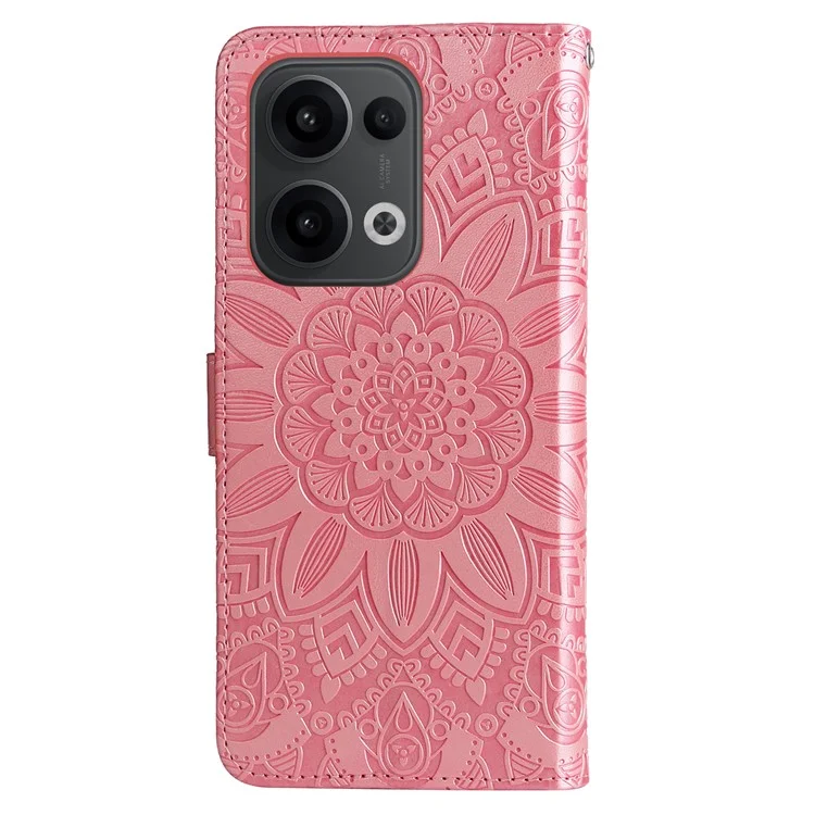 Cover a portafoglio per Oppo Reno13 5G (Globale) con Impronta di Girasole - Rosa