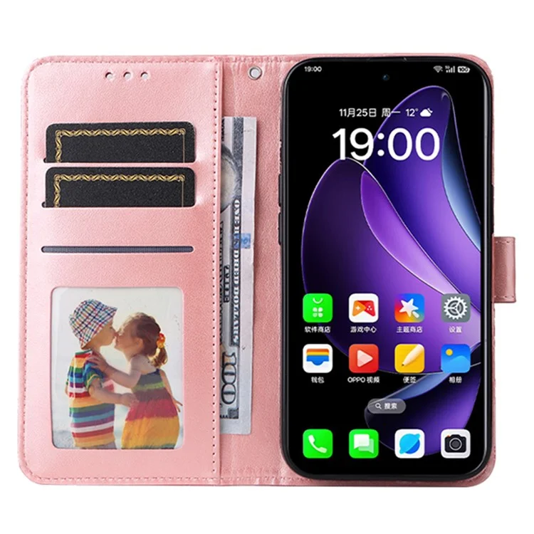 Cover a portafoglio per Oppo Reno13 5G (Globale) con Impronta di Girasole - Rosa