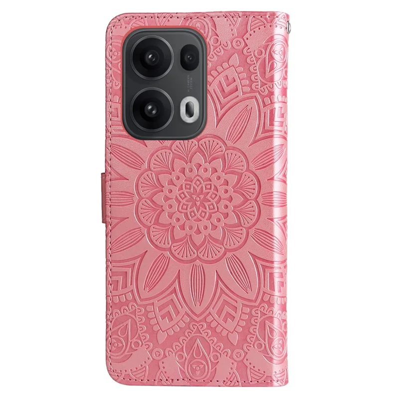 For Oppo Reno13 Pro 5G Case Sunflower Imprint Leather Wallet Phone Cover - Pink