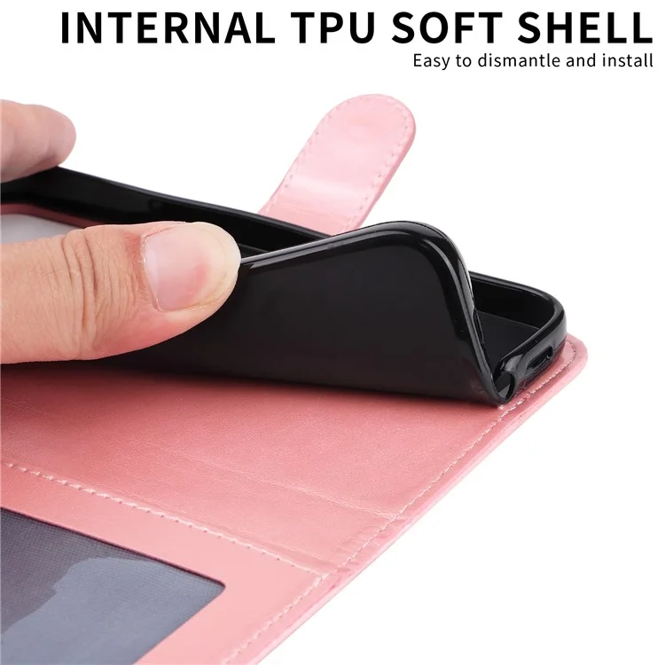 Capa de Carteira para Motorola Edge 50 Fusion 5G com Estampa de Girassol em Couro - Rosa